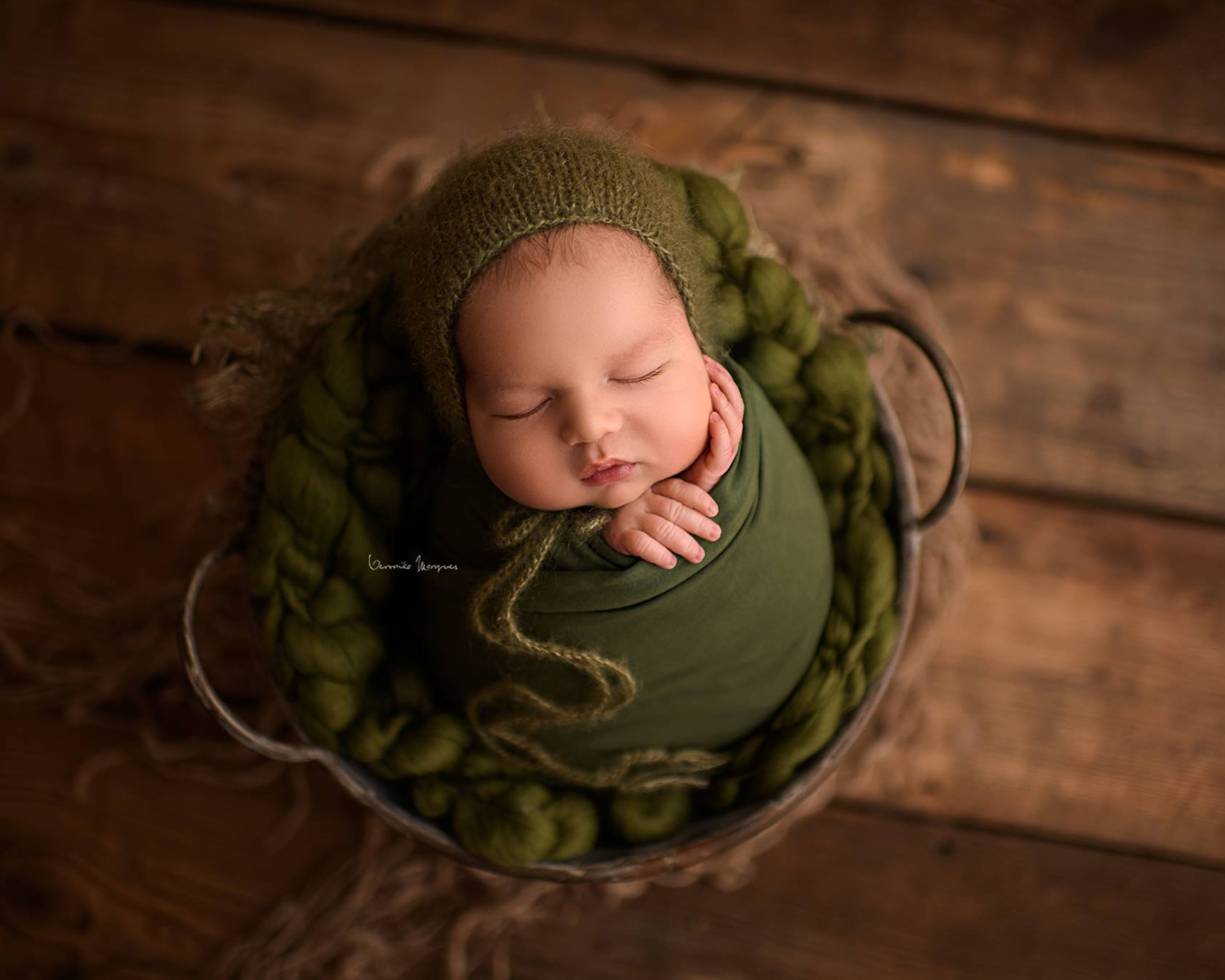 Moss Green Newborn Bonnet